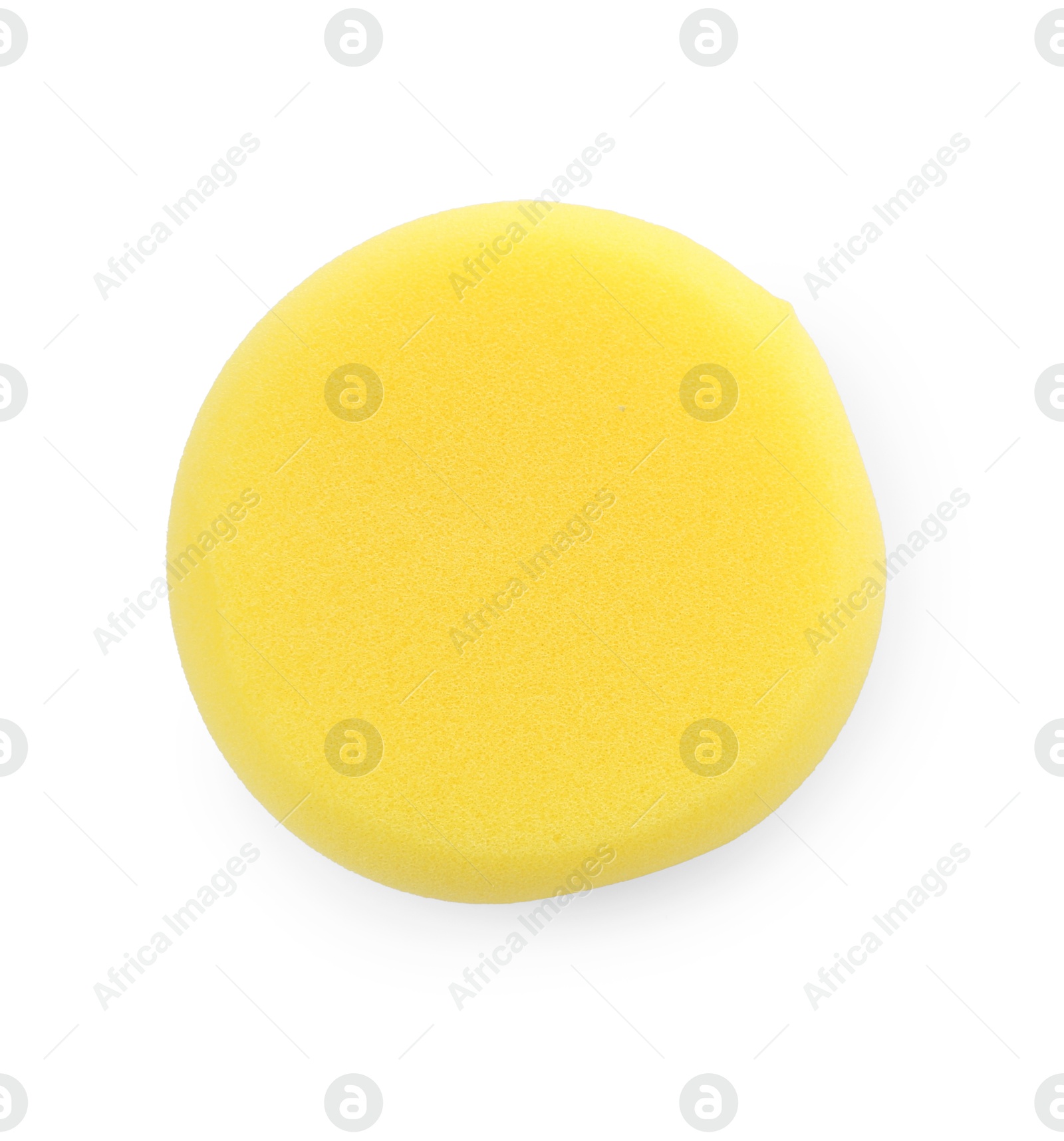 Photo of One yellow sponge for face painting isolated on white, top view