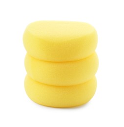 Photo of Yellow sponges for face painting isolated on white