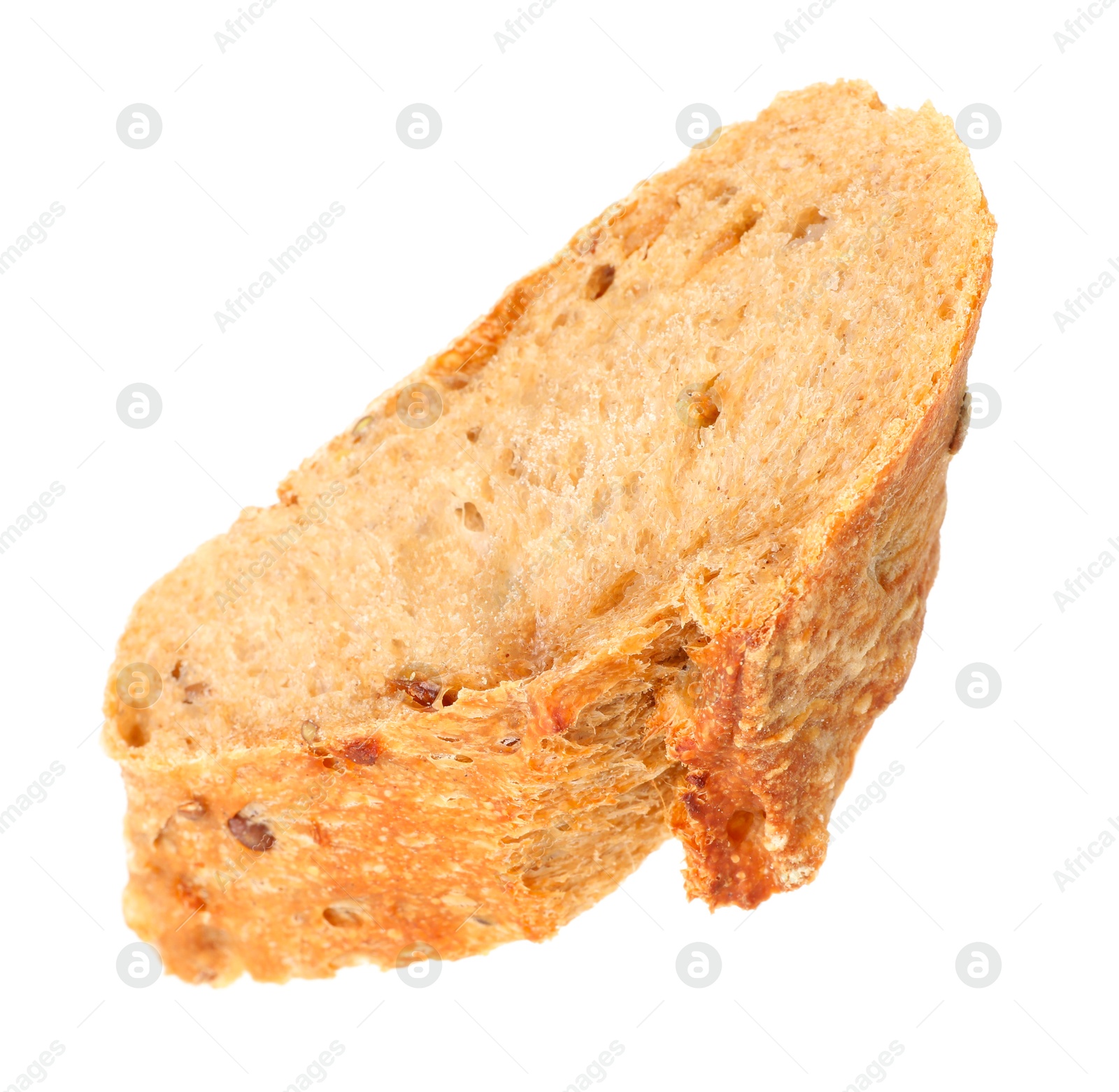 Photo of Piece of fresh baguette isolated on white