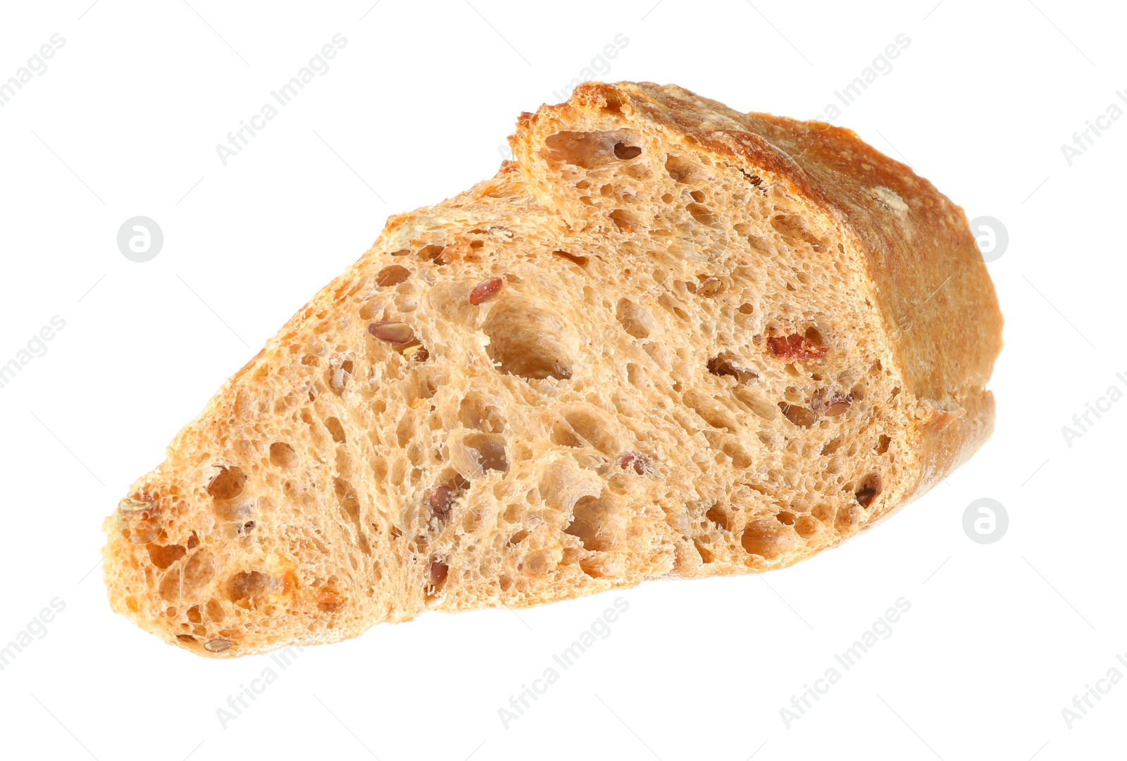 Photo of Piece of fresh baguette isolated on white