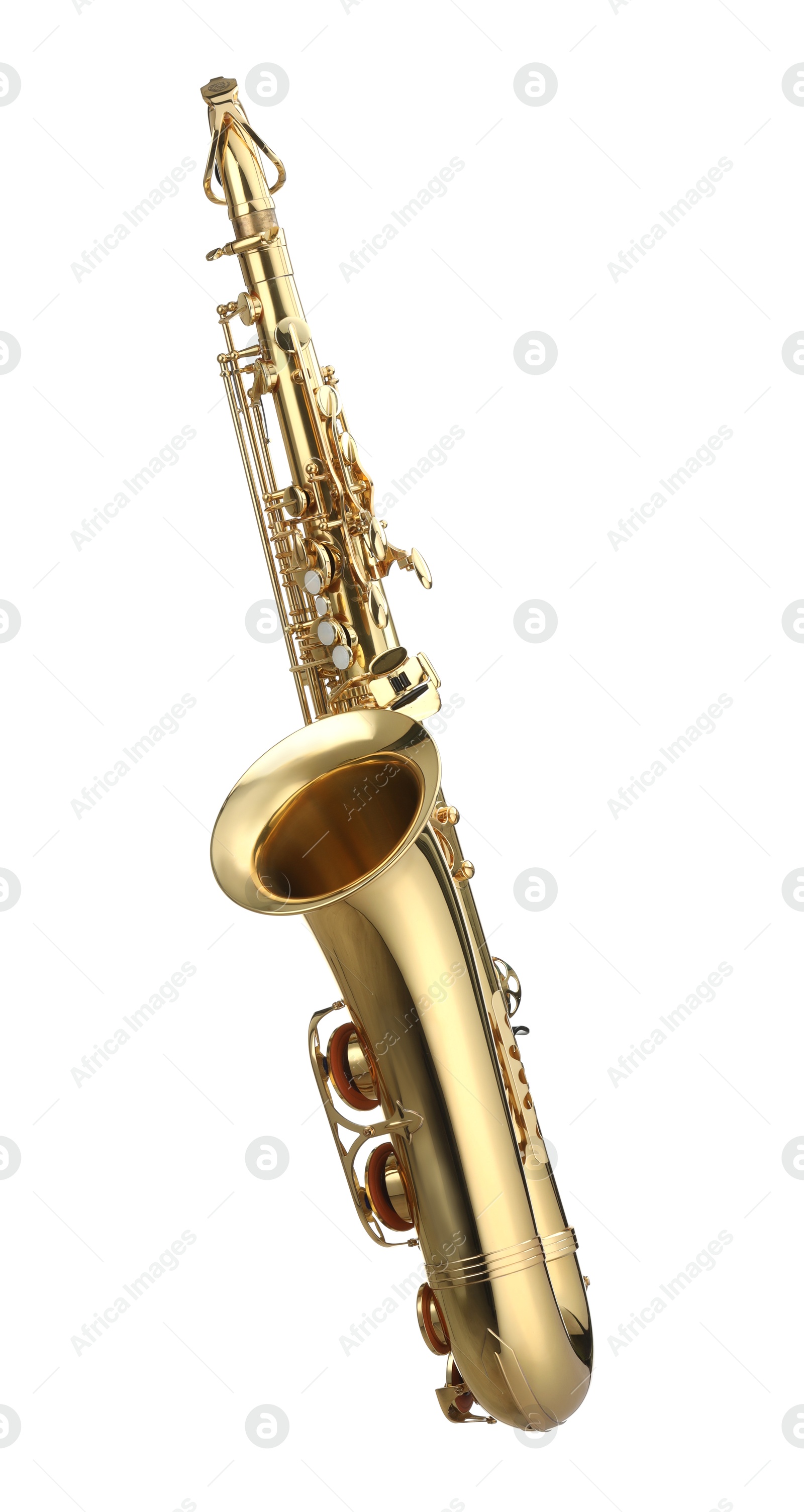 Photo of Jazz. One beautiful saxophone isolated on white