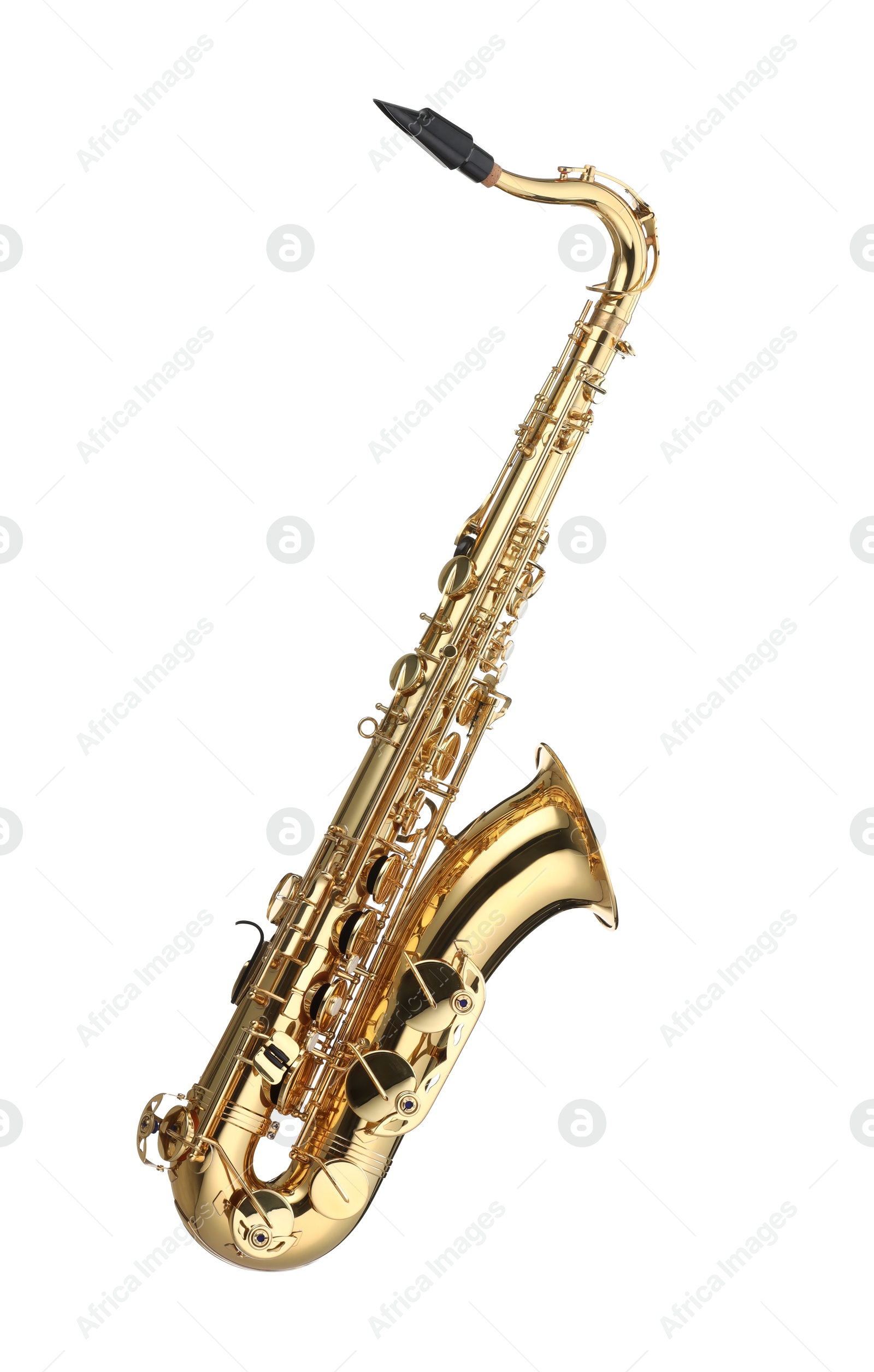 Photo of Jazz. One beautiful saxophone isolated on white