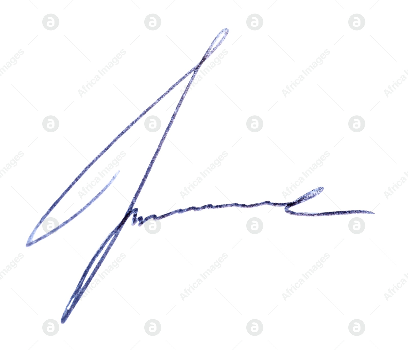 Photo of Beautiful signature made with pen isolated on white, top view