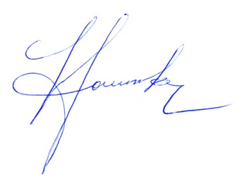 Photo of Beautiful signature made with pen isolated on white, top view