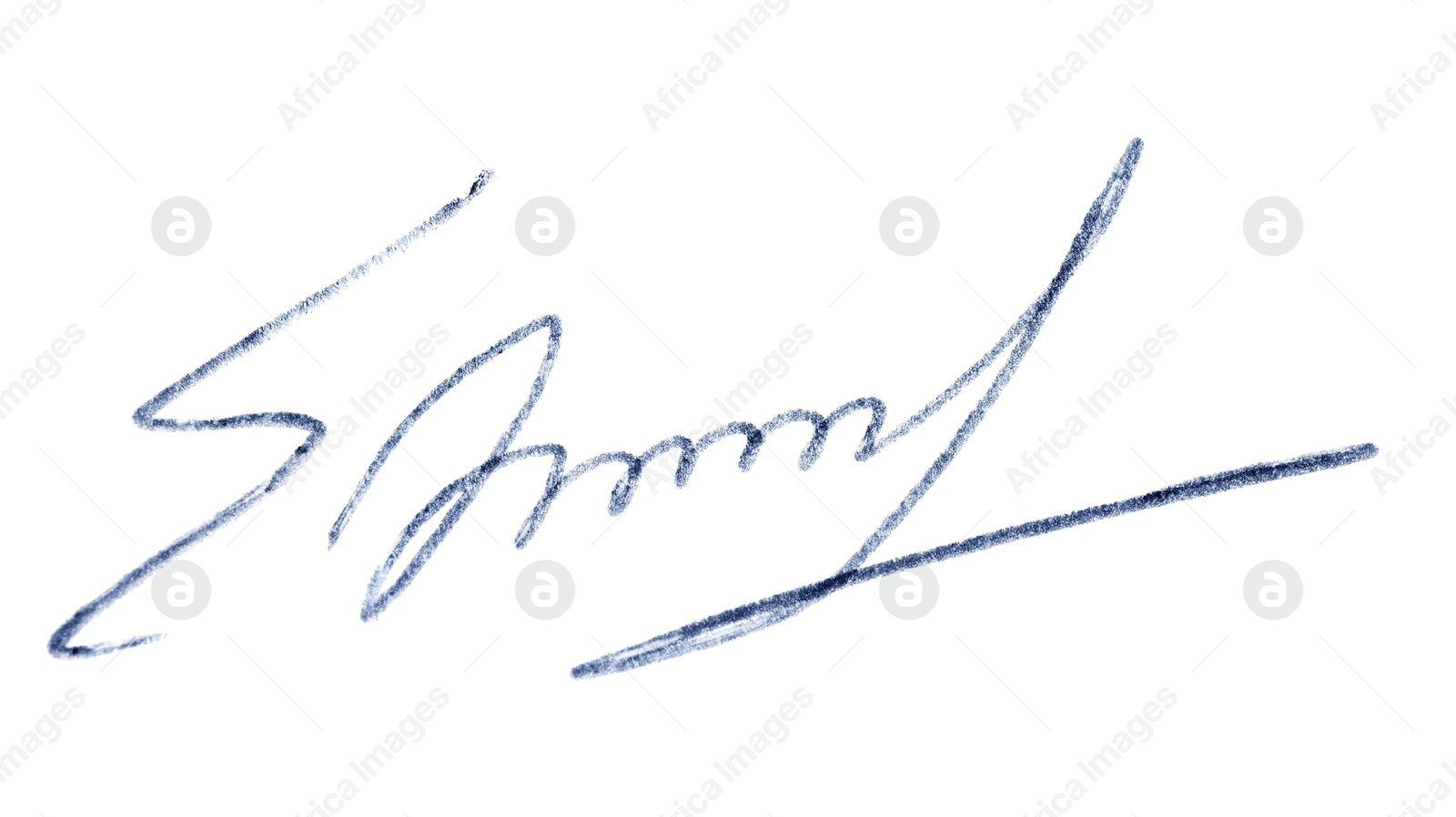 Photo of Beautiful signature made with pen isolated on white, top view