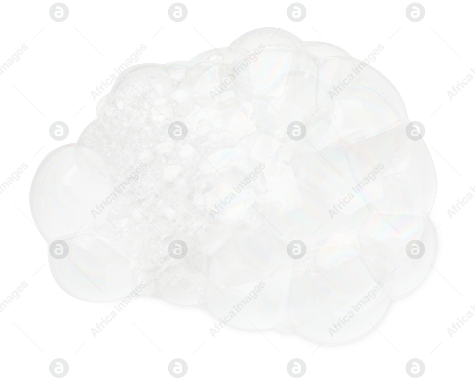 Photo of Soap foam on white background, top view