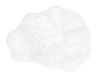 Photo of Soap foam on white background, top view