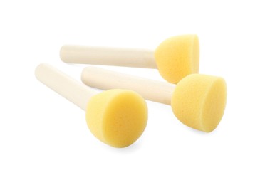 Photo of Three sponges for face painting isolated on white