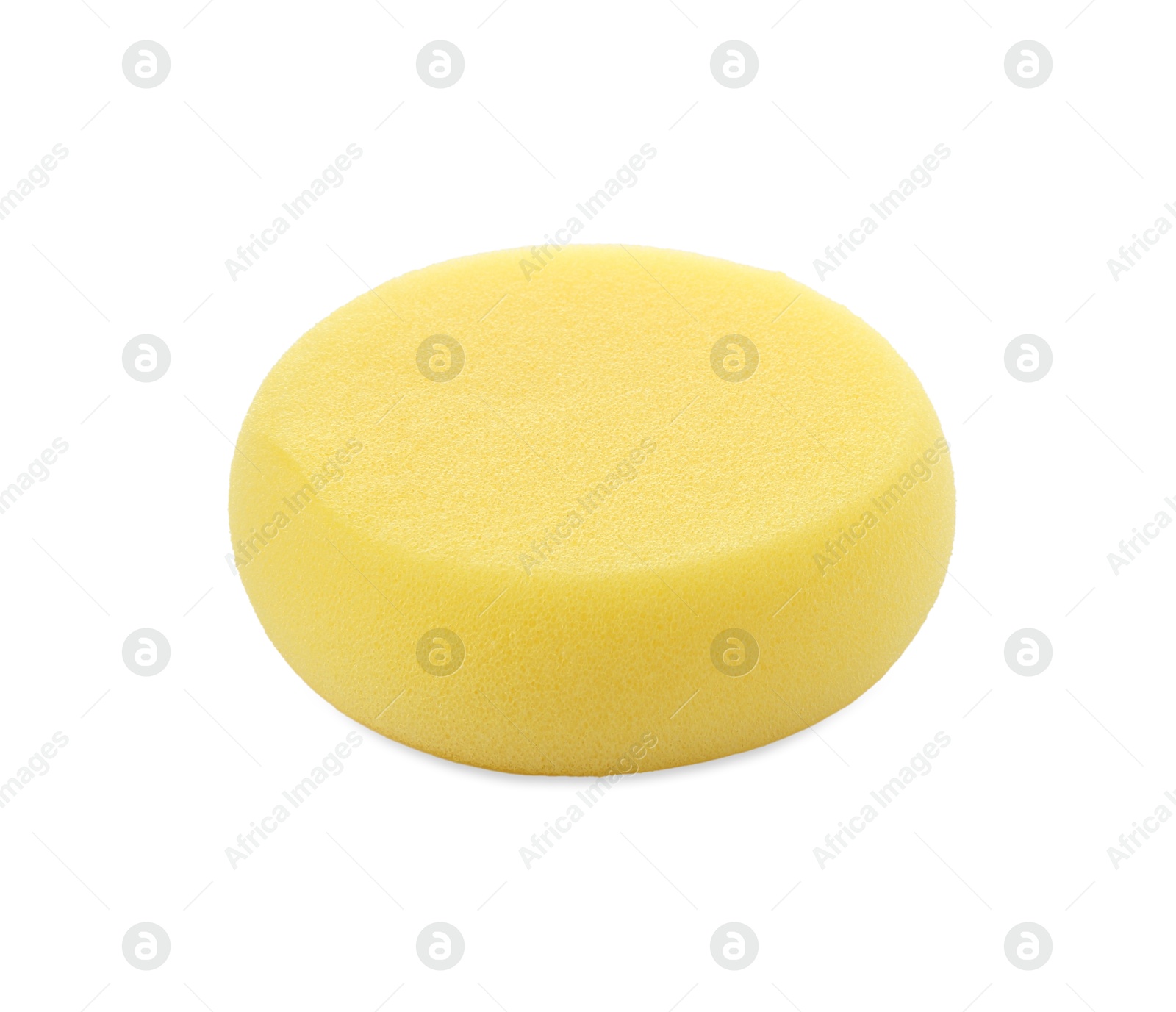 Photo of One yellow sponge for face painting isolated on white