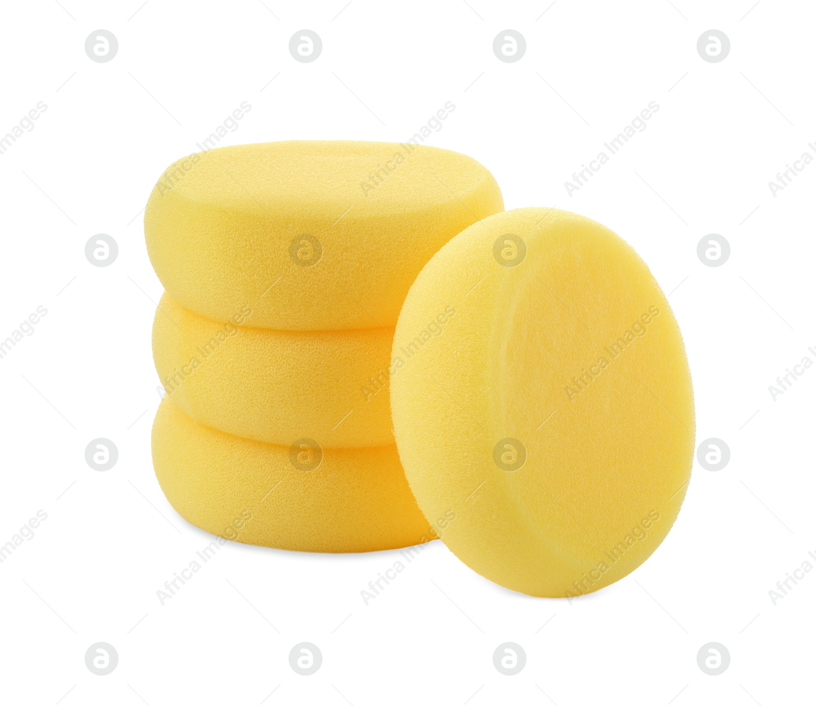 Photo of Yellow sponges for face painting isolated on white