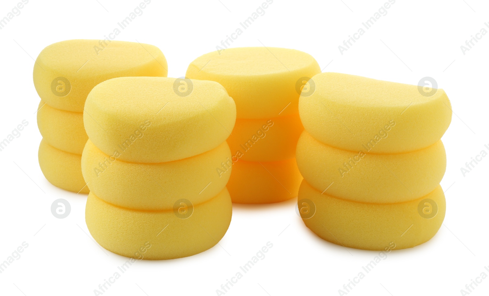 Photo of Yellow sponges for face painting isolated on white