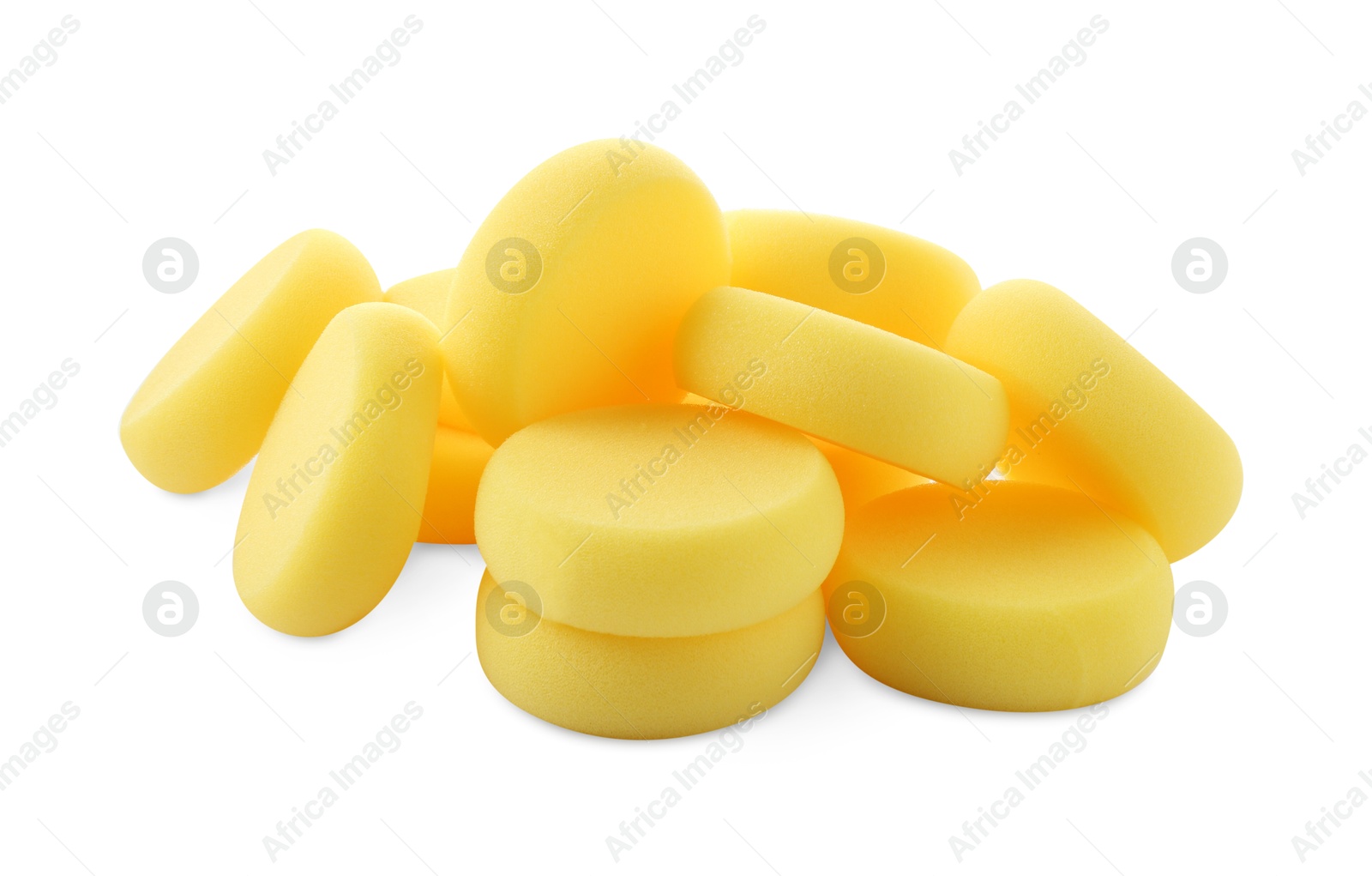 Photo of Yellow sponges for face painting isolated on white