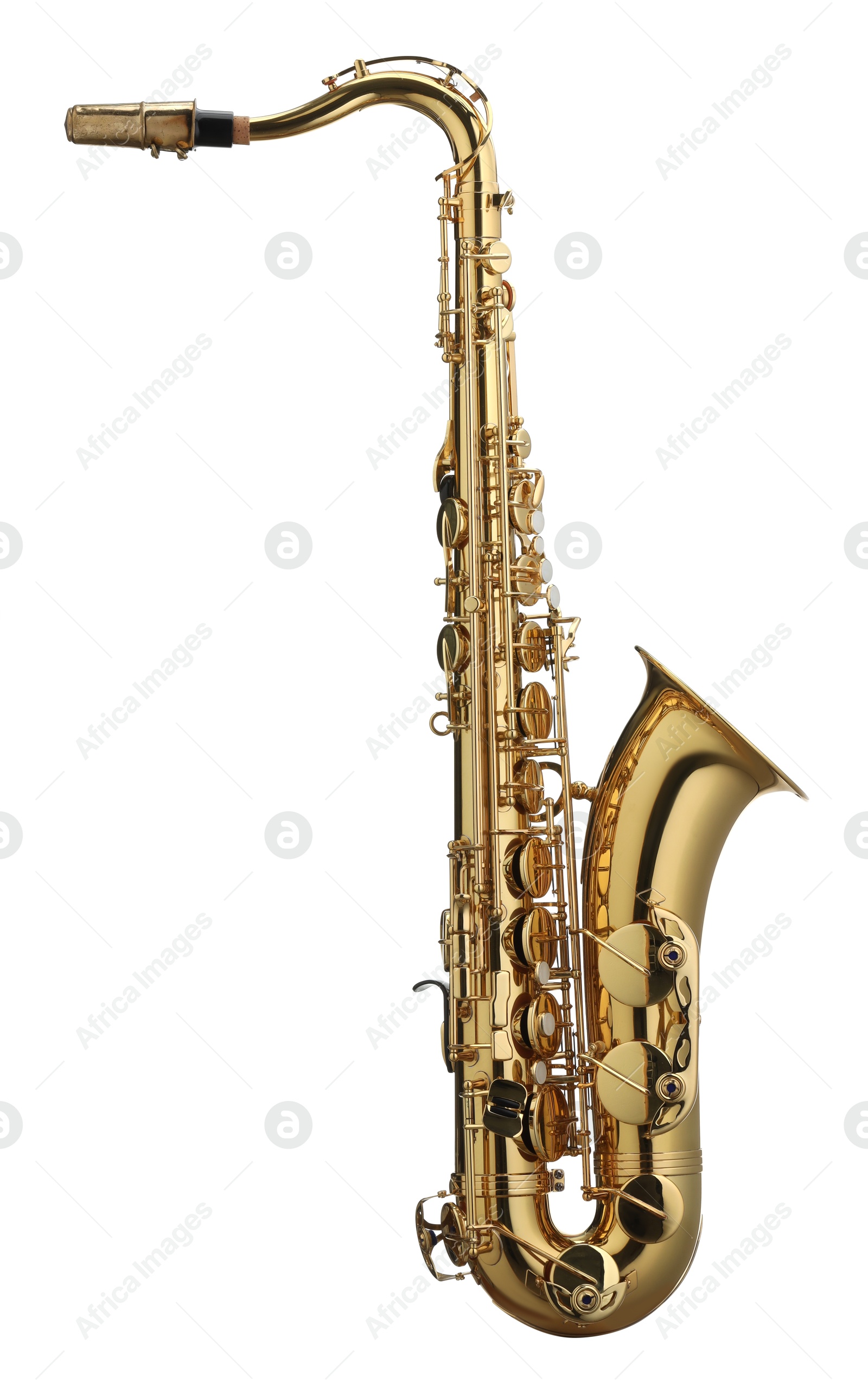 Photo of Jazz. One beautiful saxophone isolated on white