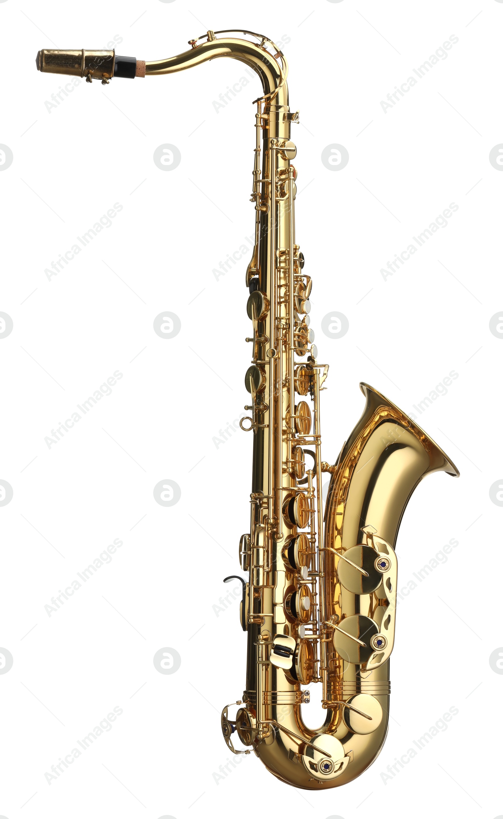 Photo of Jazz. One beautiful saxophone isolated on white