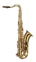 Photo of Jazz. One beautiful saxophone isolated on white