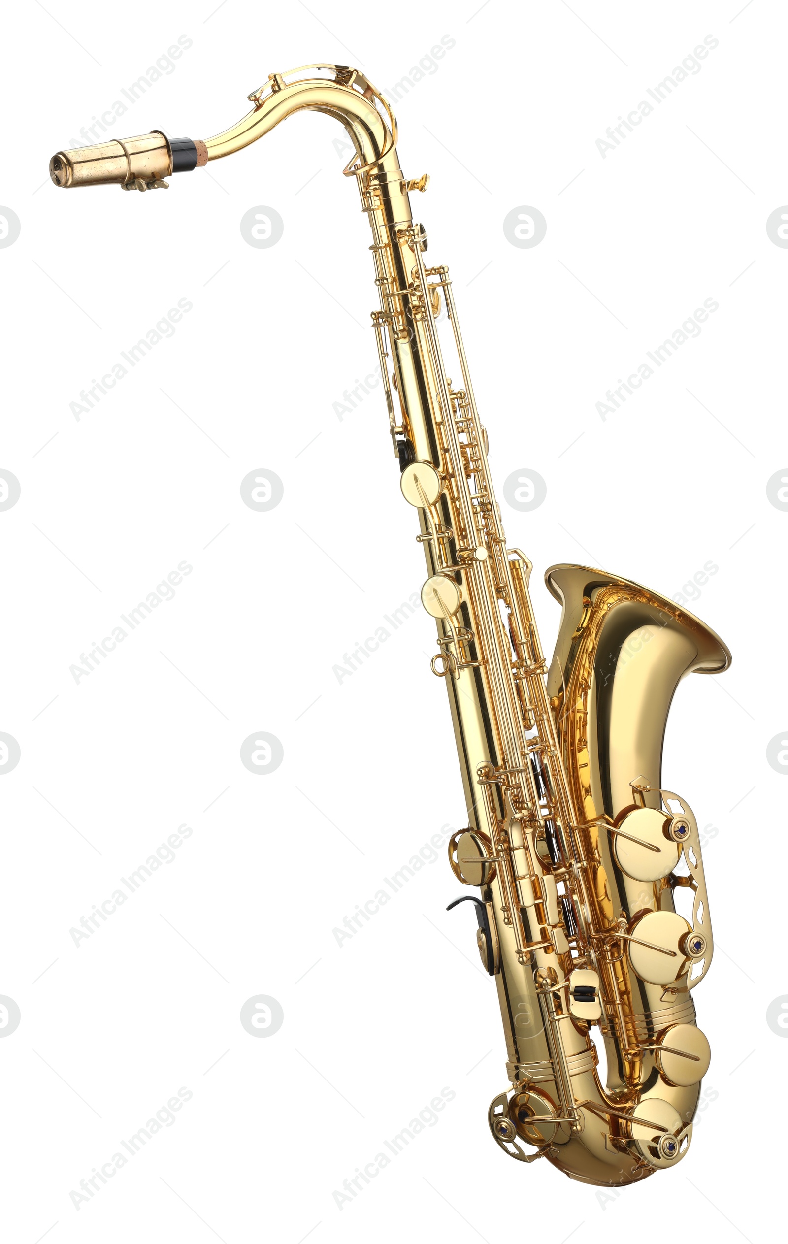 Photo of Jazz. One beautiful saxophone isolated on white