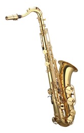 Photo of Jazz. One beautiful saxophone isolated on white