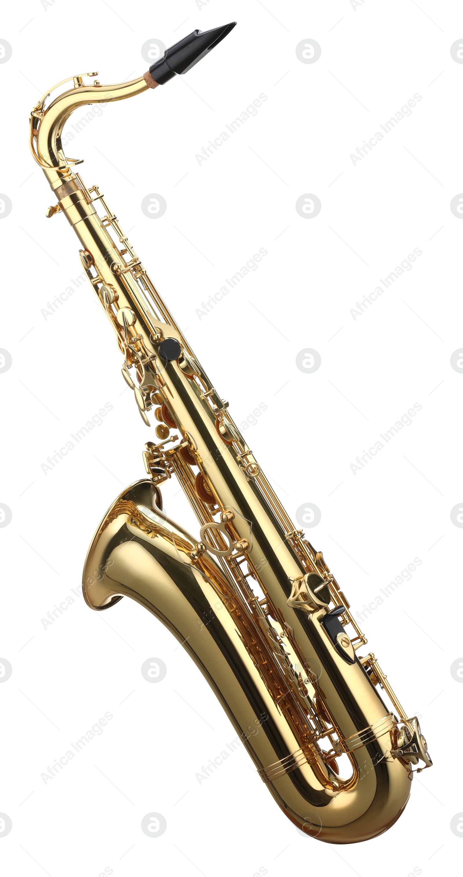 Photo of Jazz. One beautiful saxophone isolated on white