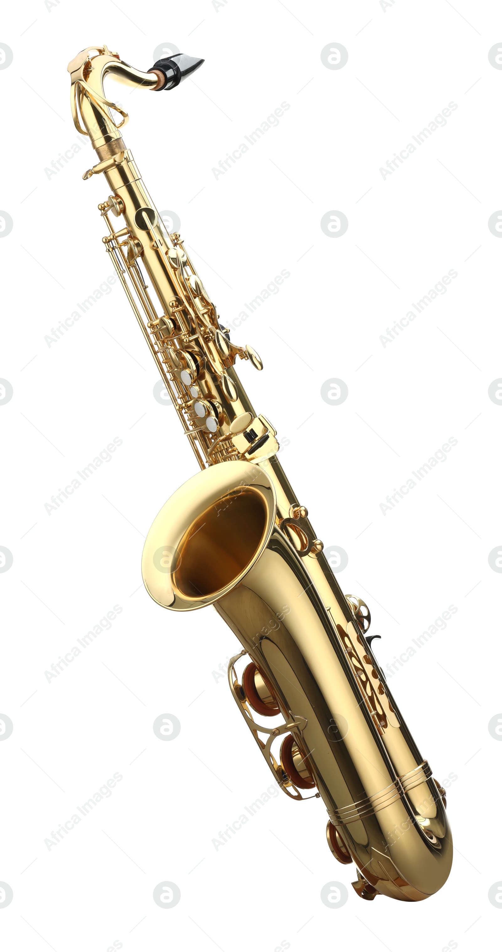 Photo of Jazz. One beautiful saxophone isolated on white