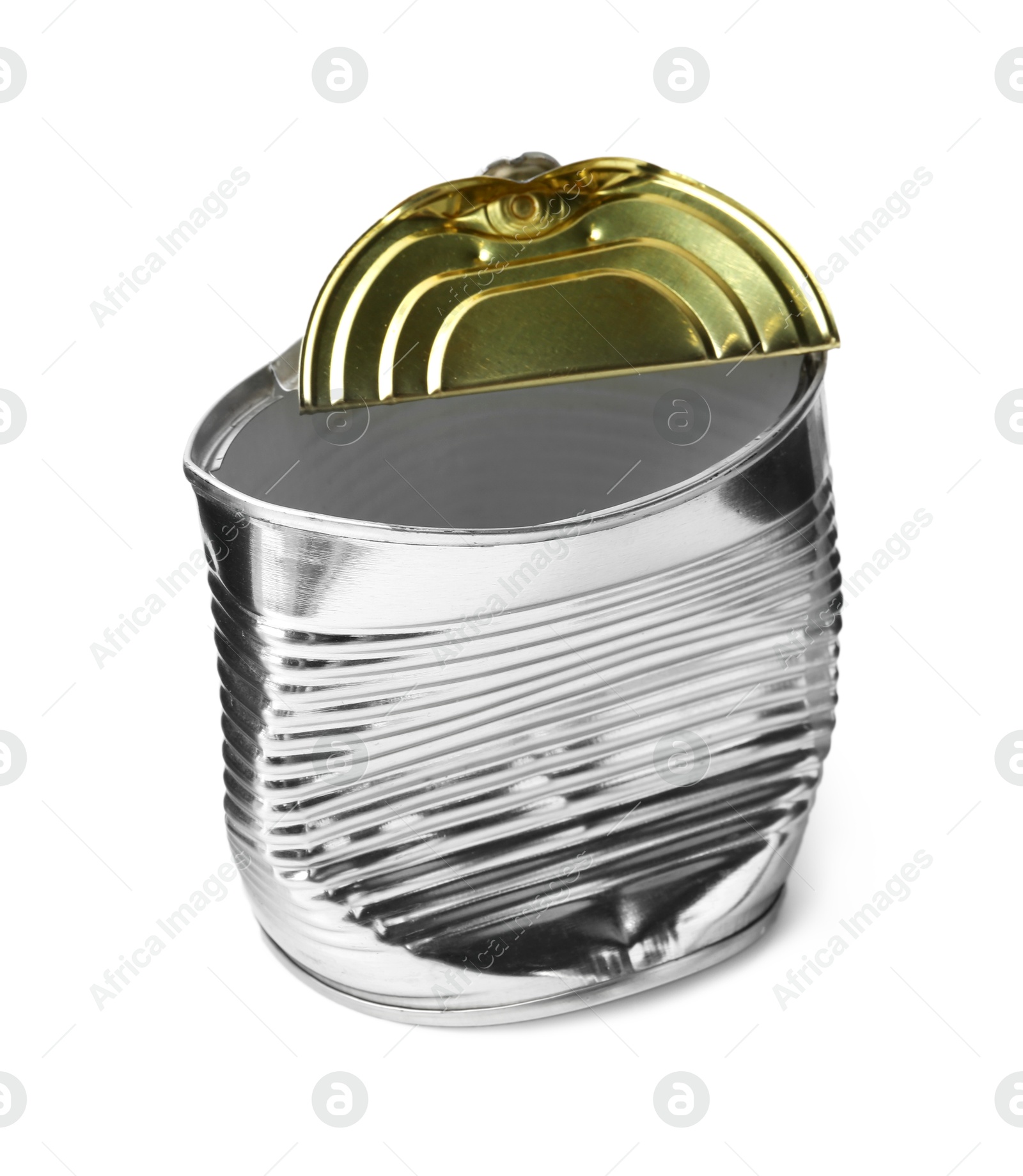 Photo of One crumpled tin can isolated on white