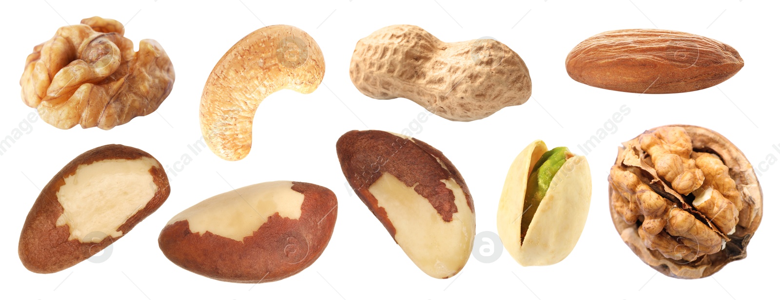 Image of Brazil and other nuts isolated on white, set