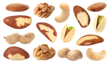 Image of Brazil and other nuts isolated on white, set