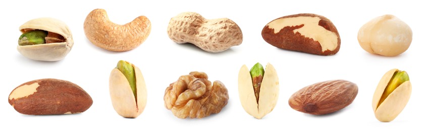 Image of Brazil and other nuts isolated on white, set