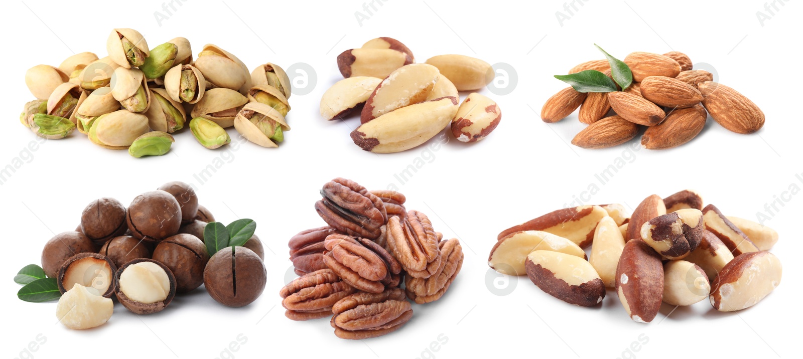 Image of Brazil and other nuts isolated on white, set