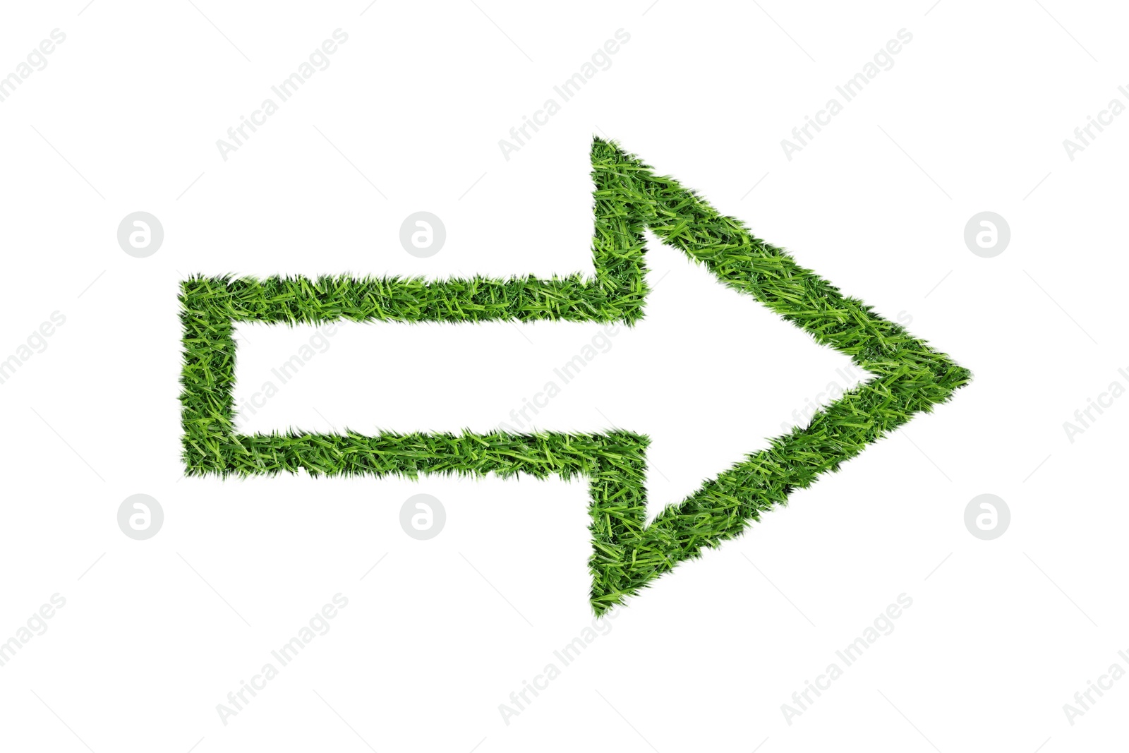 Image of Arrow with outline of green grass isolated on white