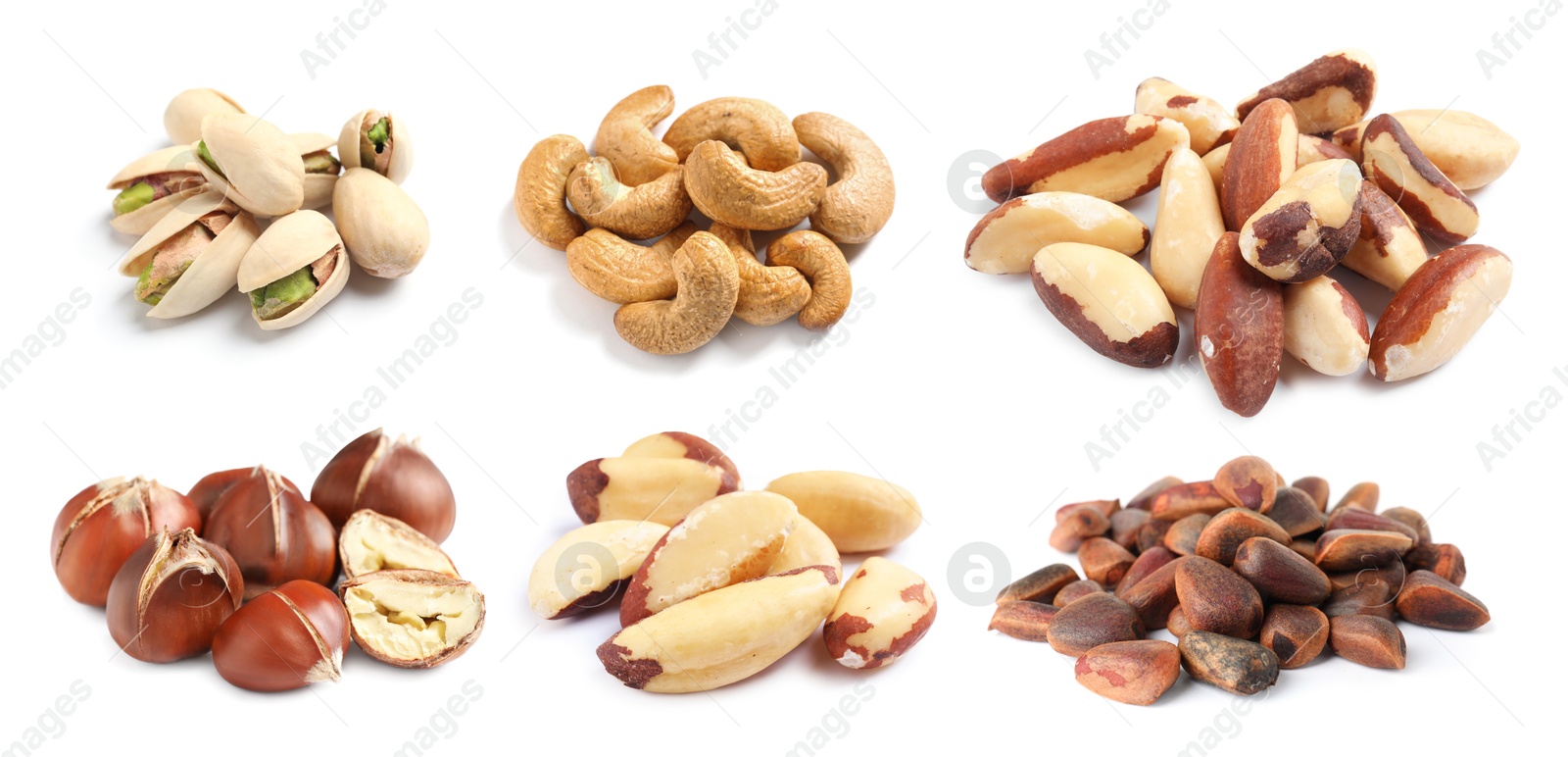 Image of Brazil and other nuts isolated on white, set