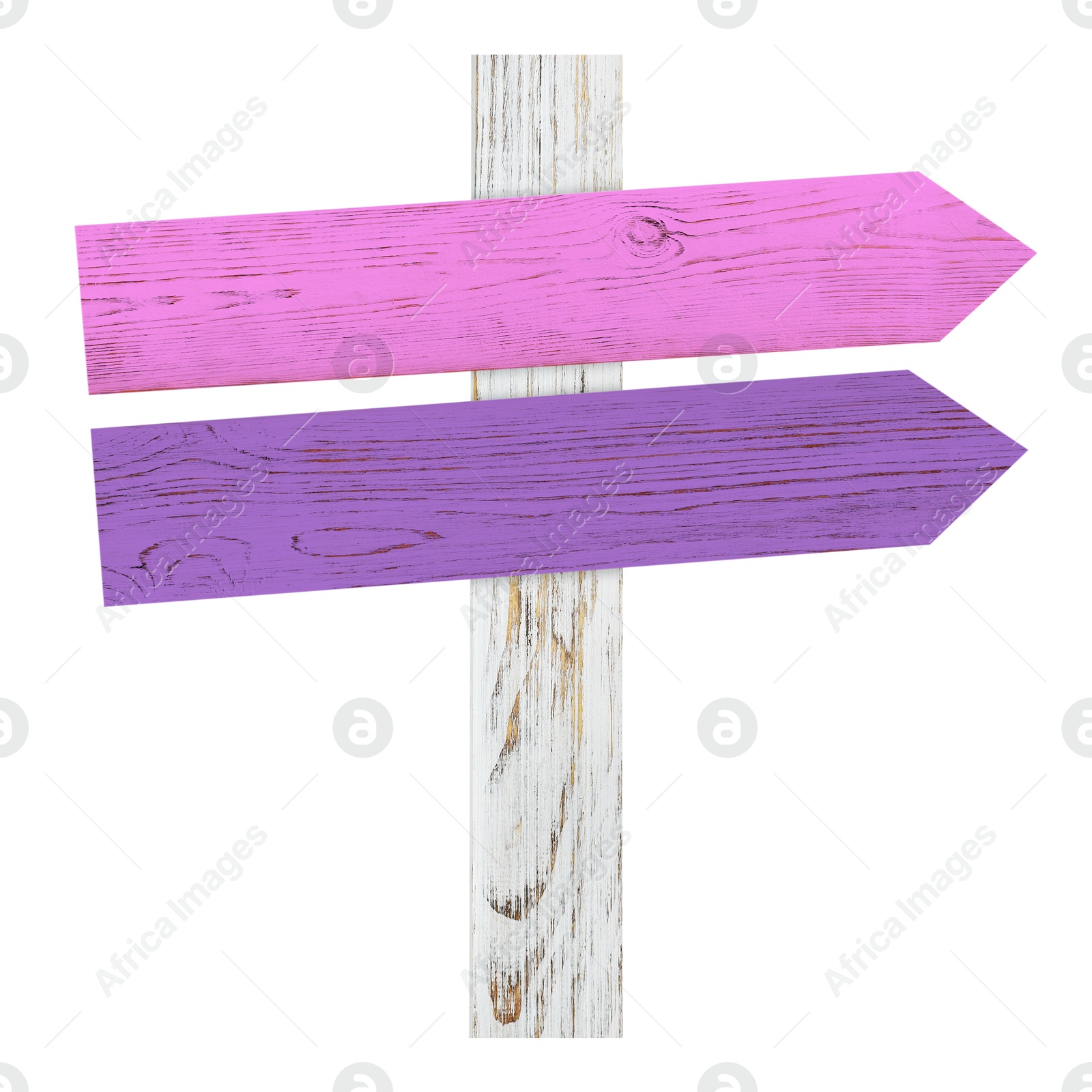 Image of Pole with colorful arrow-shaped pointers isolated on white