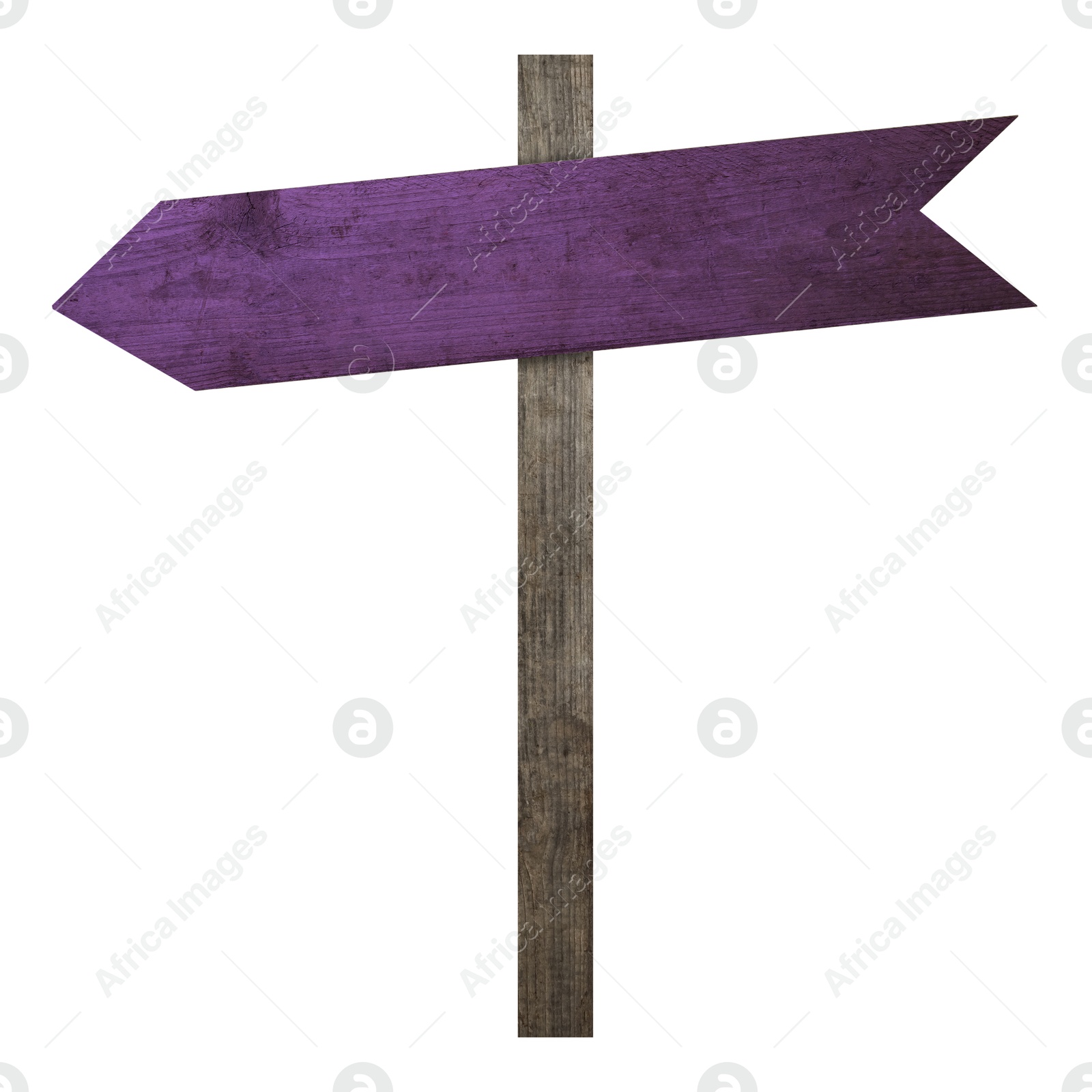 Image of Pole with purple arrow-shaped pointer isolated on white