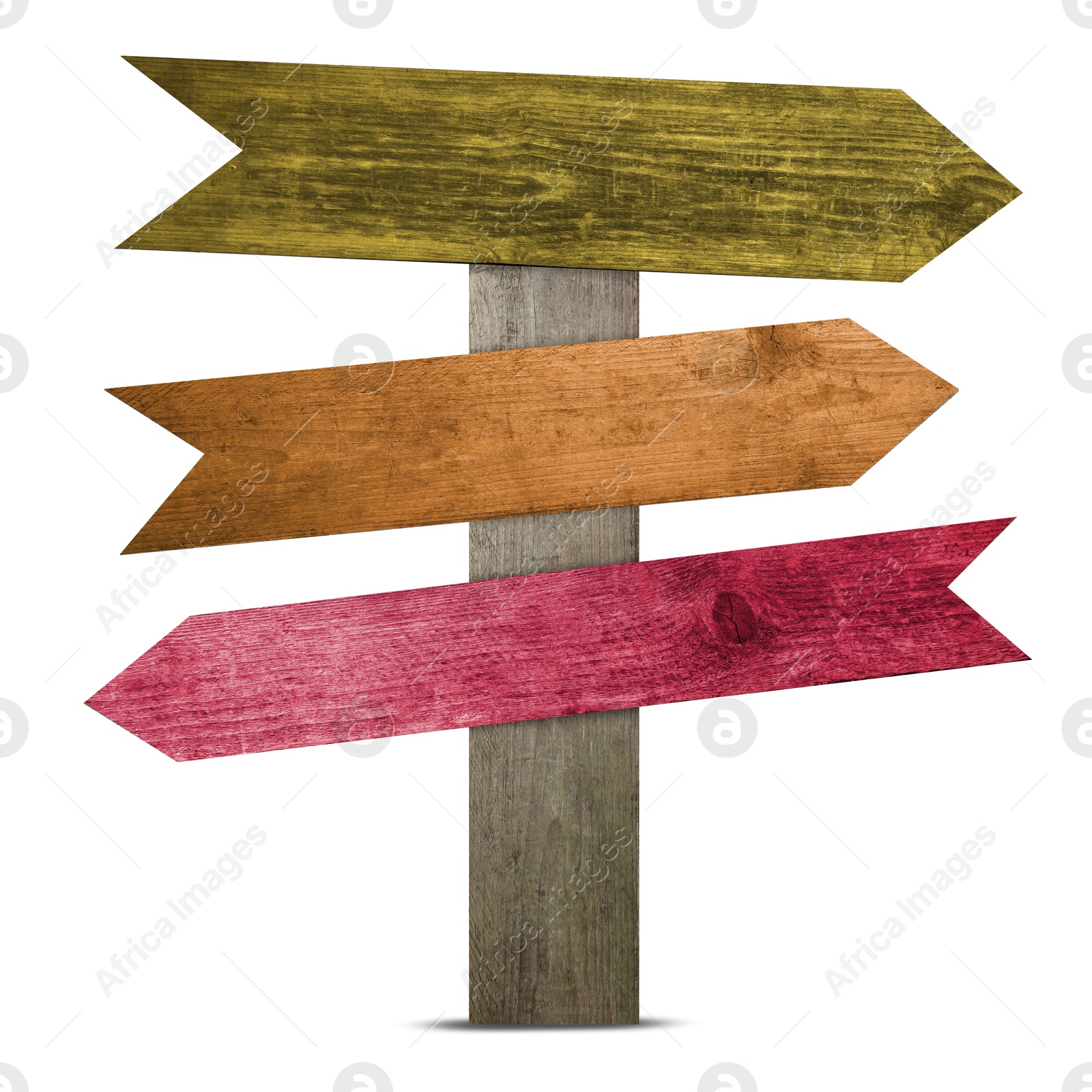 Image of Pole with colorful arrow-shaped pointers isolated on white