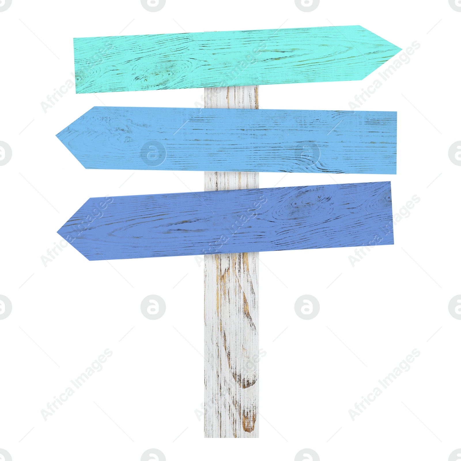 Image of Pole with colorful arrow-shaped pointers isolated on white