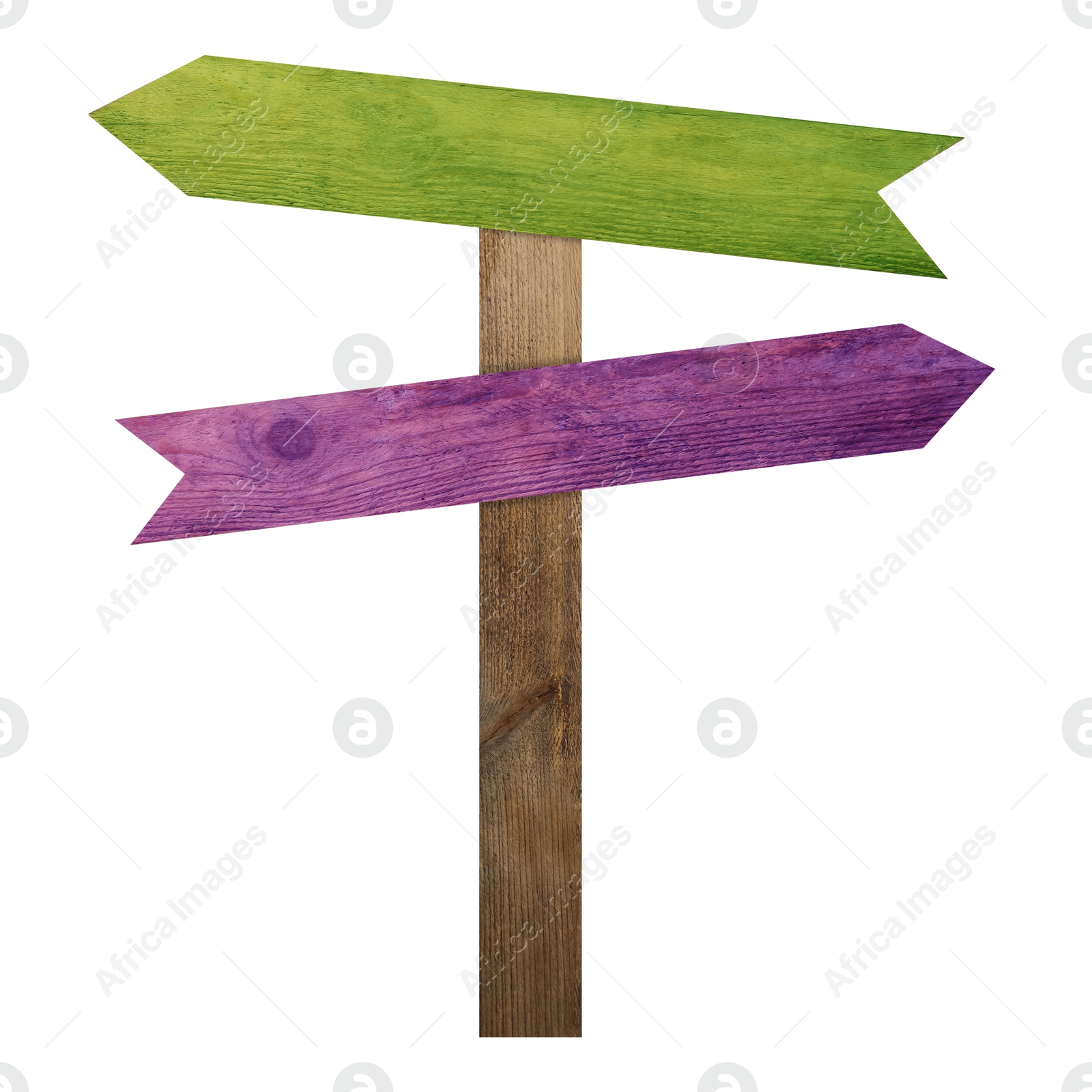 Image of Pole with colorful arrow-shaped pointers isolated on white