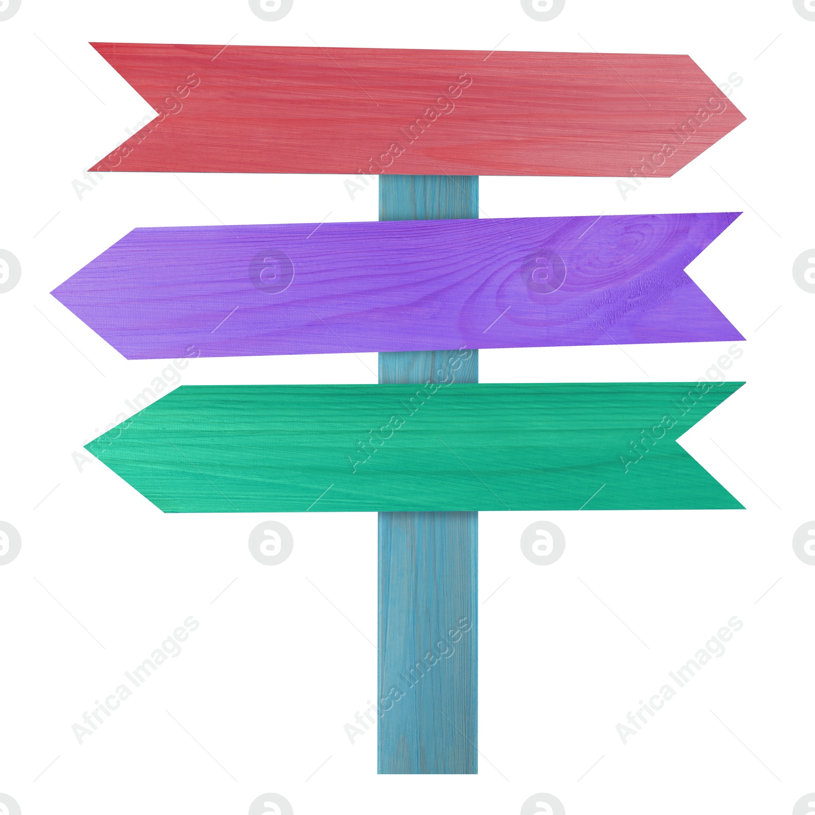 Image of Pole with colorful arrow-shaped pointers isolated on white