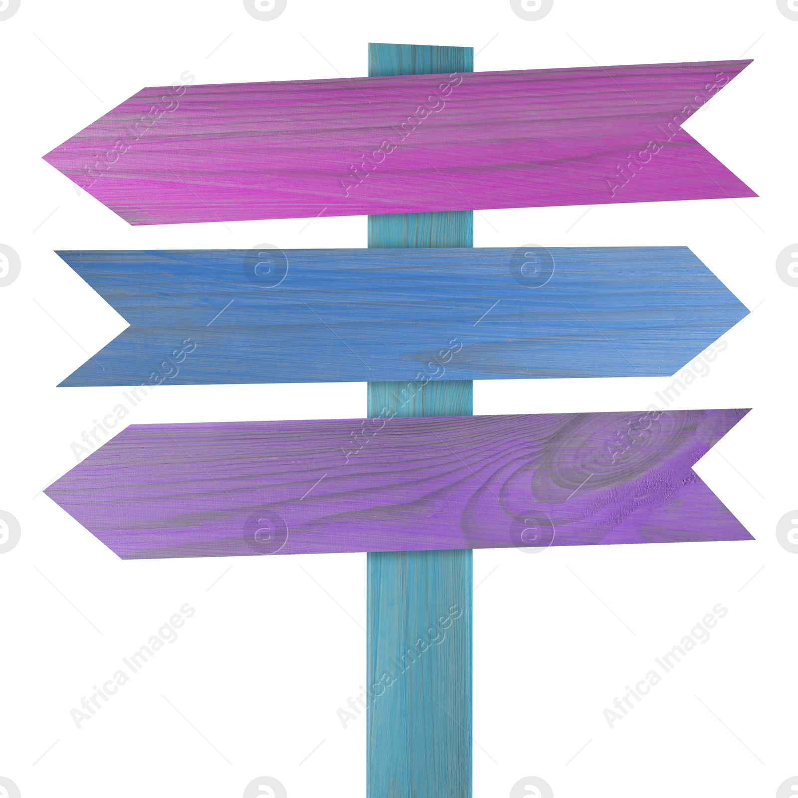 Image of Pole with colorful arrow-shaped pointers isolated on white