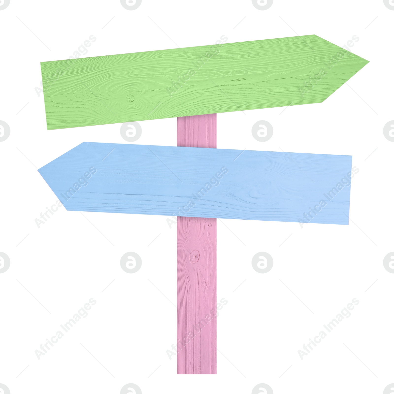 Image of Pole with colorful arrow-shaped pointers isolated on white