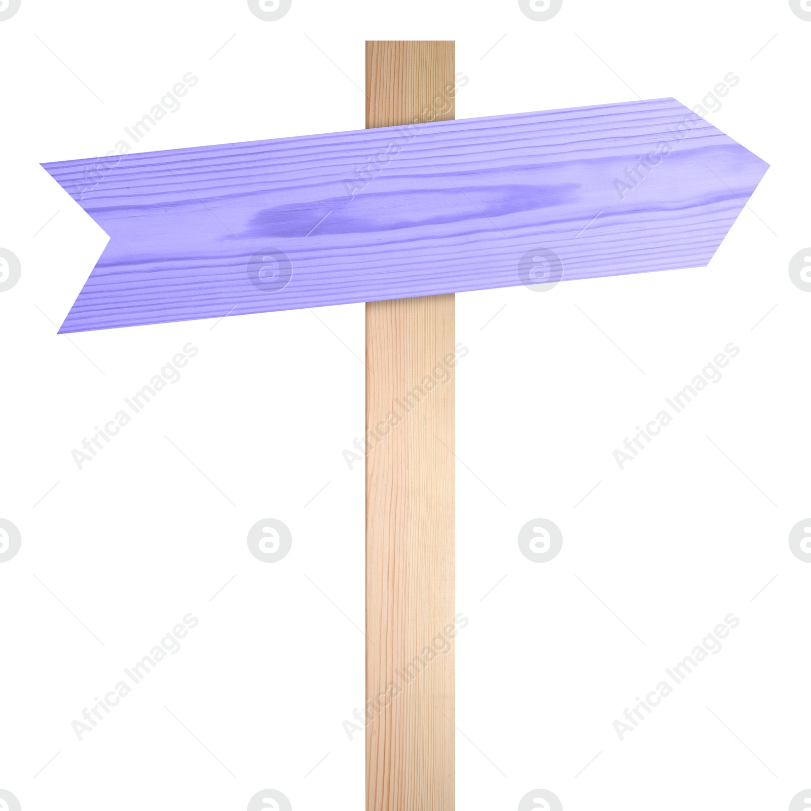 Image of Pole with violet blue arrow-shaped pointer isolated on white