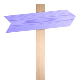 Image of Pole with violet blue arrow-shaped pointer isolated on white