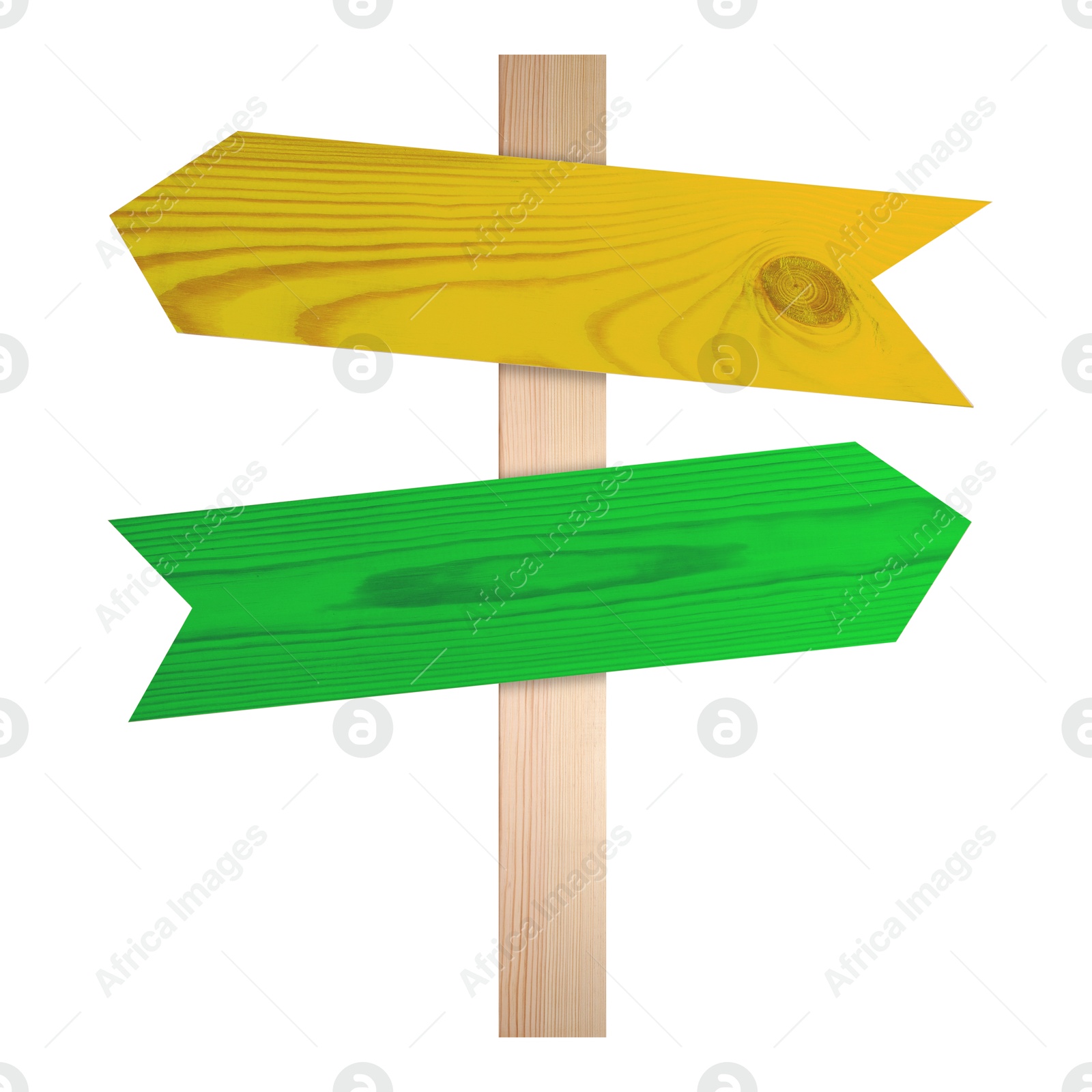 Image of Pole with colorful arrow-shaped pointers isolated on white