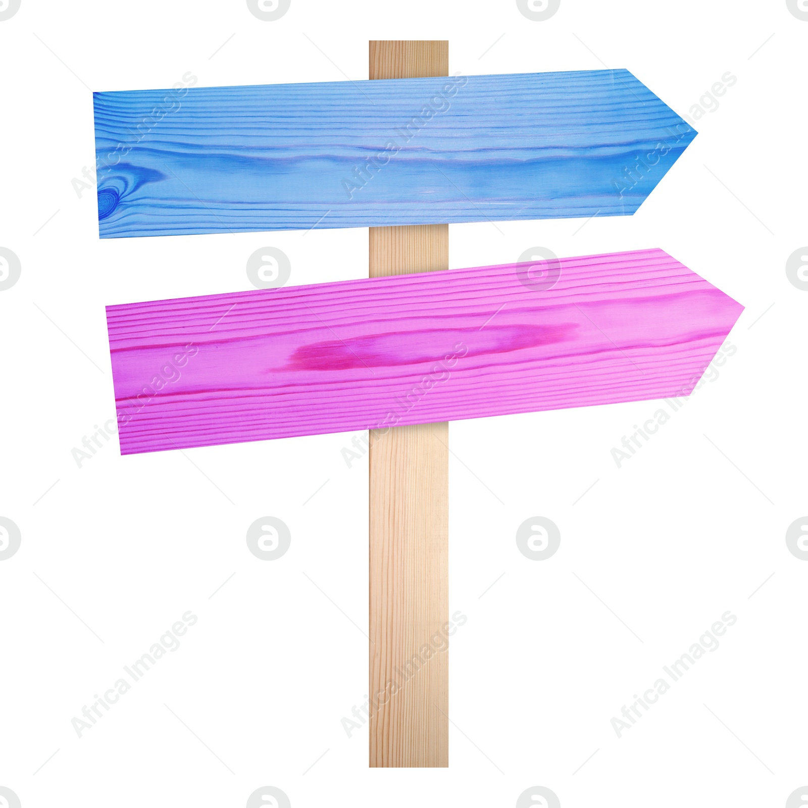 Image of Pole with colorful arrow-shaped pointers isolated on white