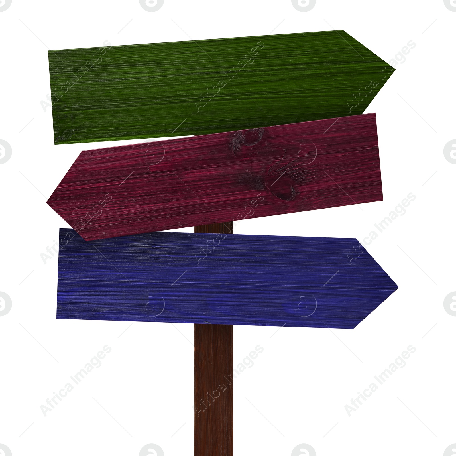 Image of Pole with colorful arrow-shaped pointers isolated on white