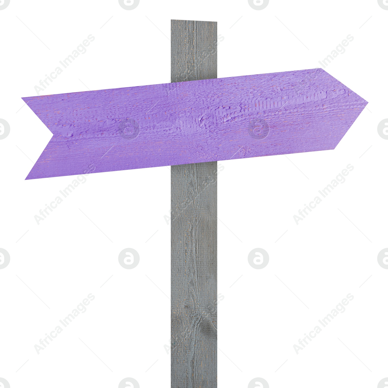 Image of Pole with violet arrow-shaped pointer isolated on white