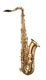 Photo of Jazz. One beautiful saxophone isolated on white