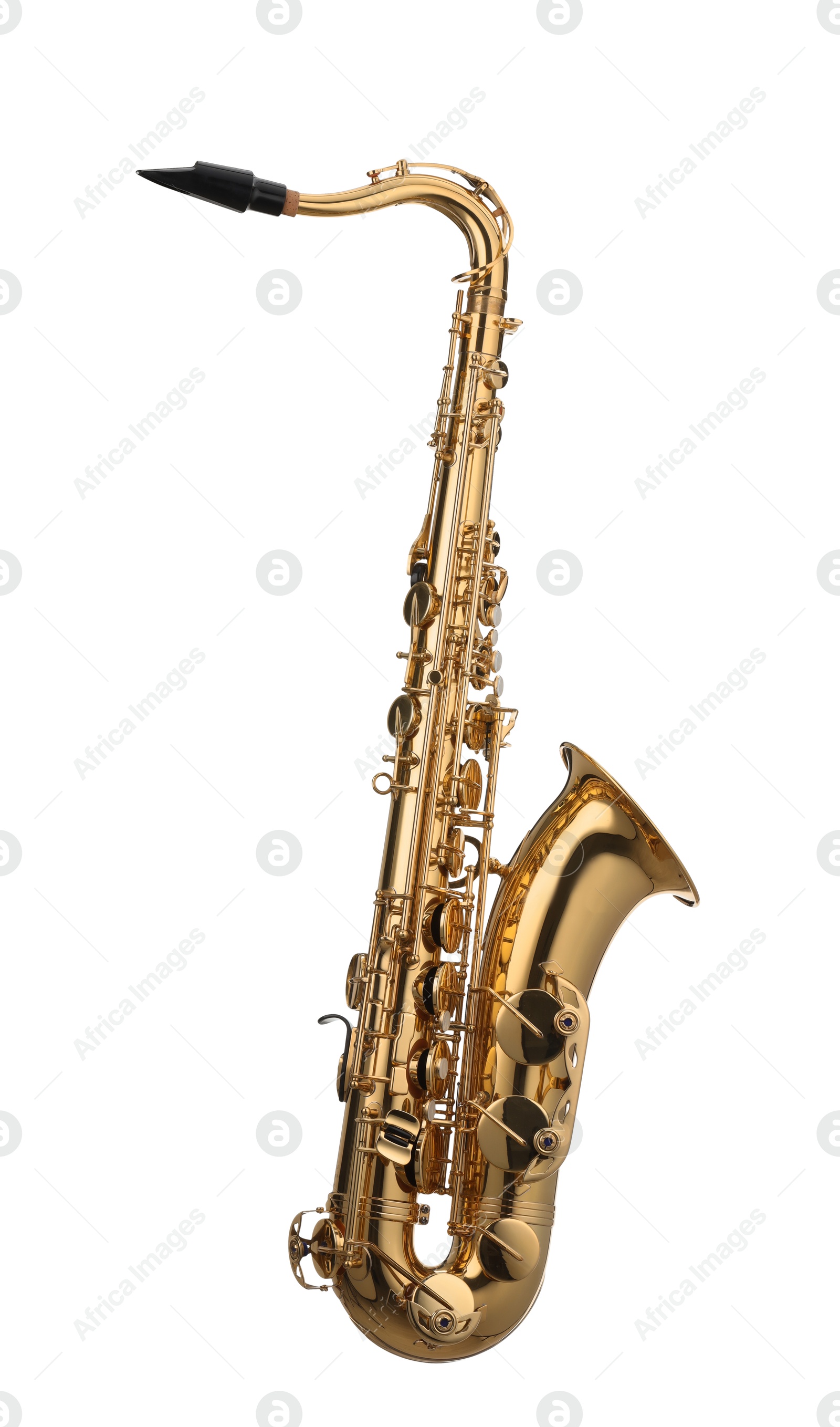 Photo of Jazz. One beautiful saxophone isolated on white