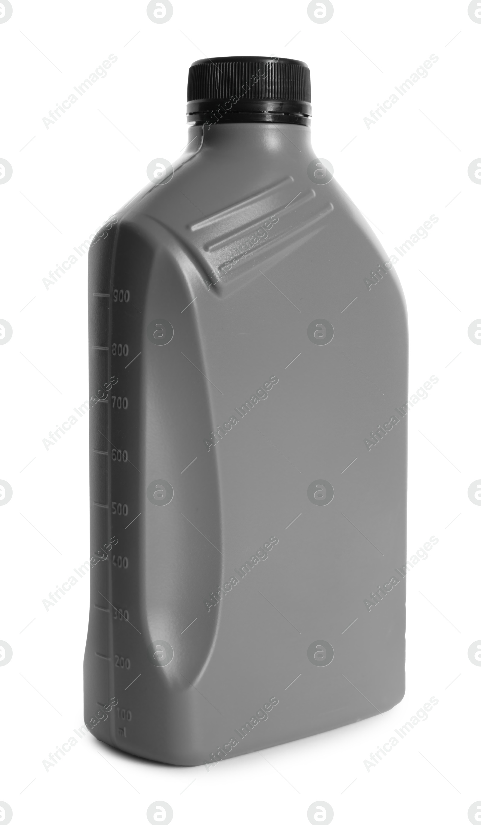 Photo of One grey plastic canister on white background