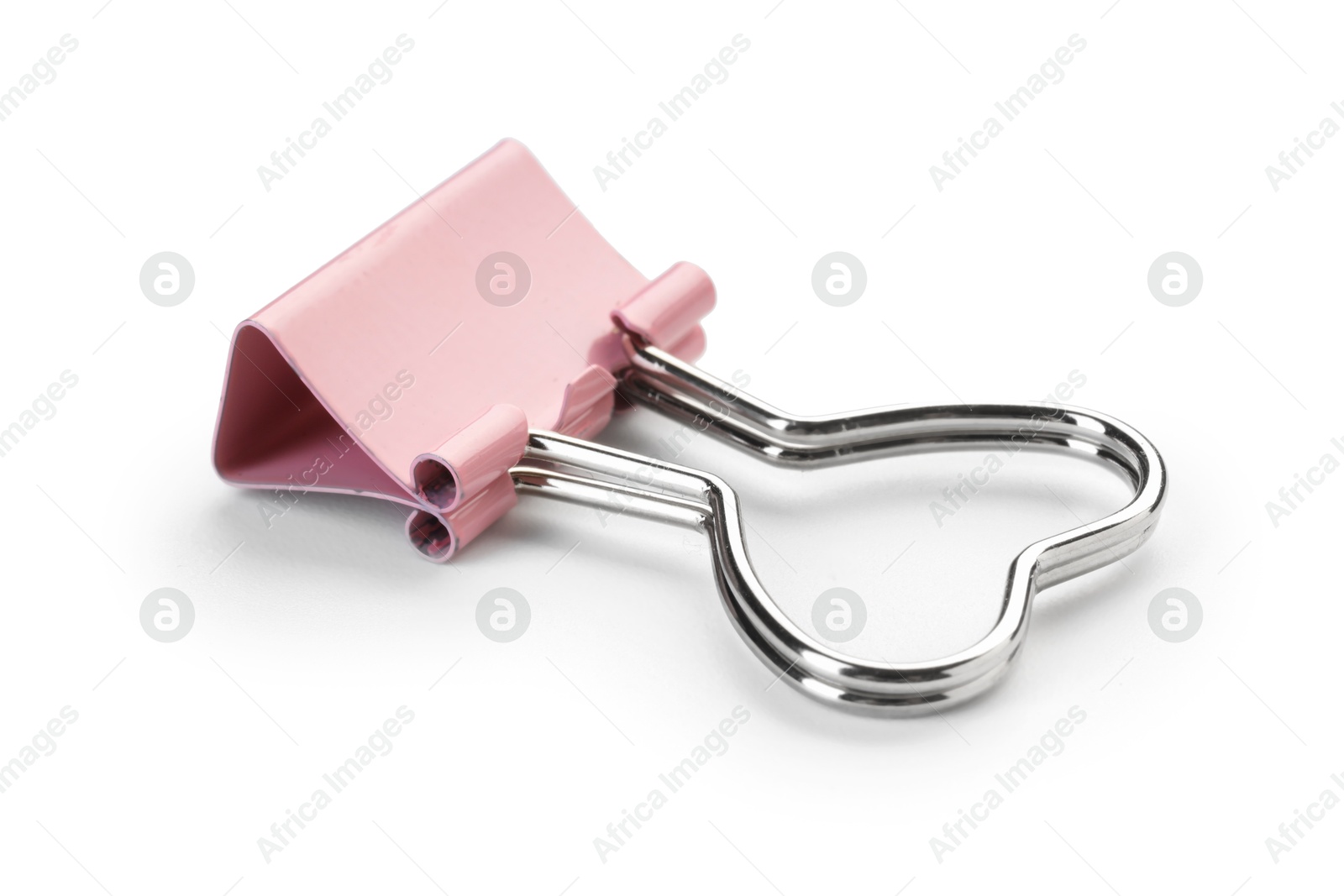 Photo of Heart shaped binder clip isolated on white