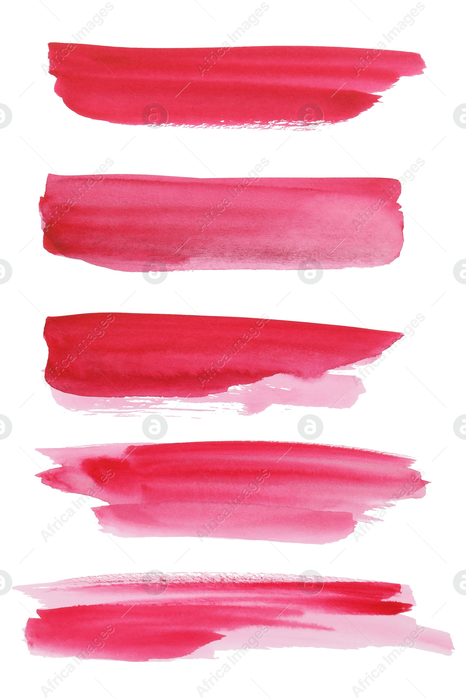 Photo of Pink watercolor strokes on white background, top view