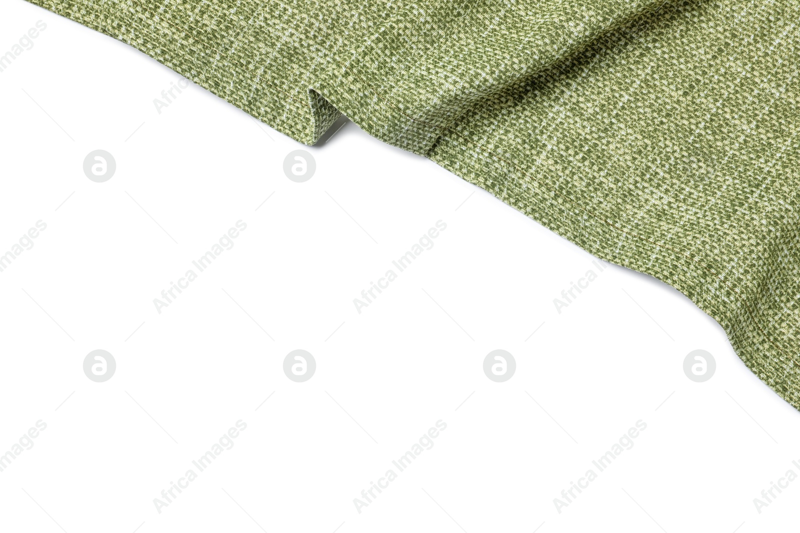 Photo of Green tablecloth isolated on white, top view